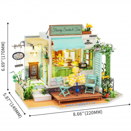Macheta casuta din lemn, de asamblat DIY, Flowery Sweets & Teas, 184 piese, DG146 [2]