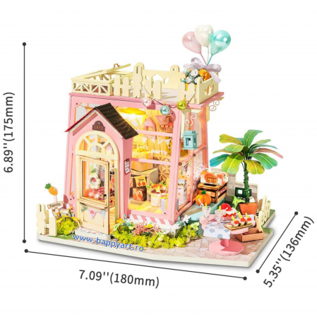 Macheta casuta din lemn, de asamblat DIY, Holiday Party Time, 144 piese, DG153 [3]