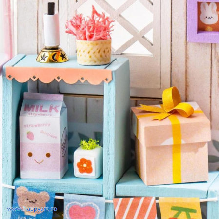 Macheta casuta din lemn, de asamblat DIY, Holiday Party Time, 144 piese, DG153 [7]