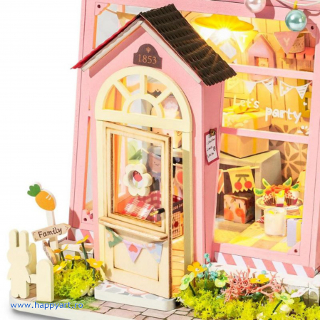Macheta casuta din lemn, de asamblat DIY, Holiday Party Time, 144 piese, DG153 [5]