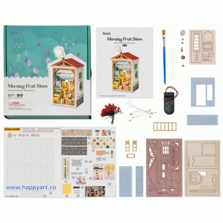 Macheta casuta din lemn, de asamblat DIY, Magazinul de fructe, 56 piese, DS009 [2]