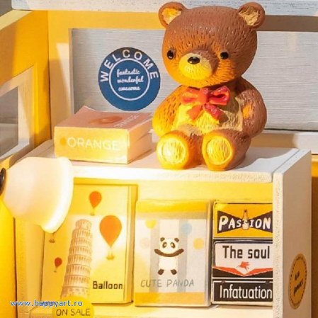 Macheta casuta din lemn, de asamblat DIY, Librarie, 63 piese, DG152 [4]