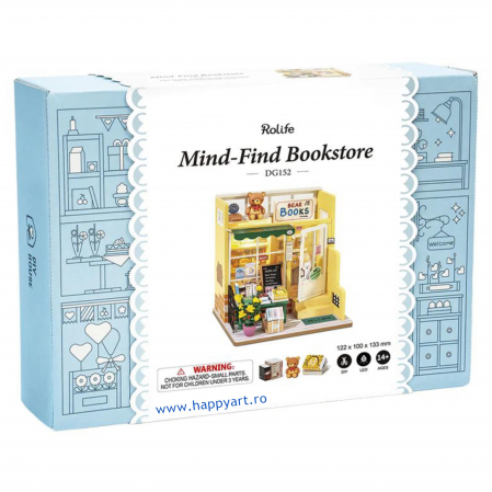 Macheta casuta din lemn, de asamblat DIY, Librarie, 63 piese, DG152 [3]