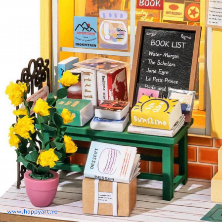 Macheta casuta din lemn, de asamblat DIY, Librarie, 63 piese, DG152 [5]