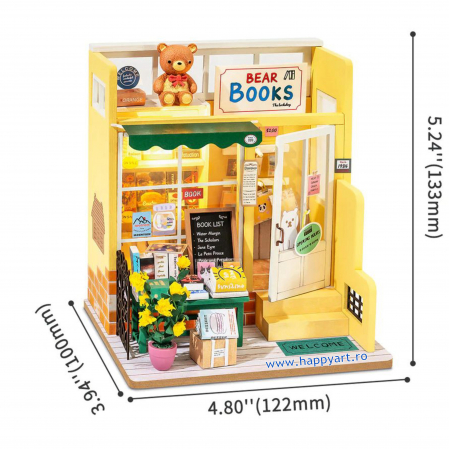 Macheta casuta din lemn, de asamblat DIY, Librarie, 63 piese, DG152 [2]