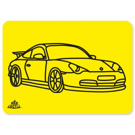 Pictura Masina Porsche cu nisip colorat, 1 plansa 21 X 29,7 cm , 10 tuburi nisip multicolor, 1 betisor, 1 folie protectie, +3 ani, Red Castle A4-019 [1]