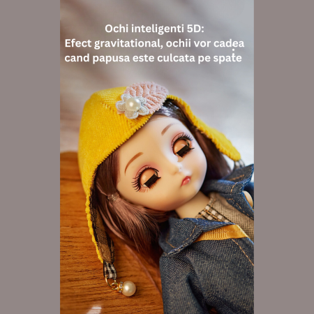 Papusa printesa constelatiei Zodia VARSATOR, 30 de cm, DABISY, design realist, cutie cadou, 13 articulatii flexibile, 1 set de hainute suplimentar, pentru copii peste 3 ani, bej multicolor [5]