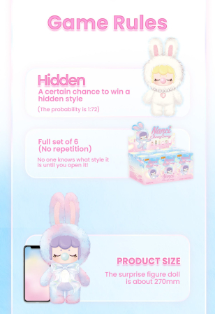 Papusa de plus Shining Bunny, set surpriza, 26cm, vinil, pastel [12]