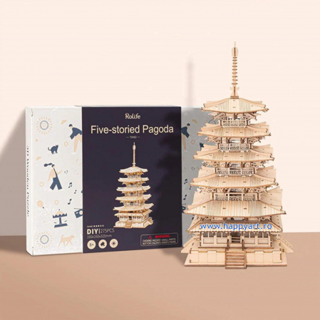 Puzzle 3D, Pagoda cu 5 etaje, lemn, 275 piese, TGN02 [2]