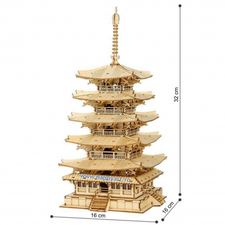Puzzle 3D, Pagoda cu 5 etaje, lemn, 275 piese, TGN02 [3]