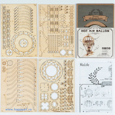 Puzzle 3D, Balon cu aer cald, lemn, 140 piese, TG406 [4]