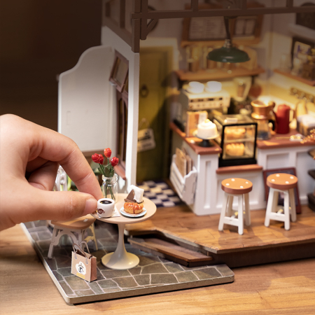 Puzzle 3D, Casuta DIY, Coffee Shop, 183 piese, lemn [3]