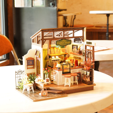 Puzzle 3D, Casuta DIY, Coffee Shop, 183 piese, lemn [6]