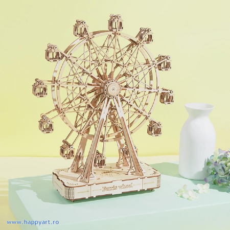 Puzzle 3D, Cutie muzicala, Roata mare, lemn, 232 piese, TGN01 [11]
