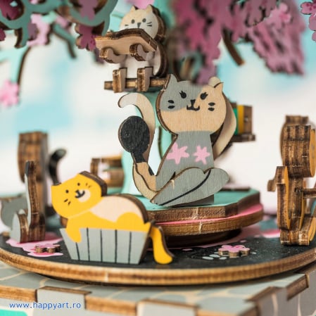 Puzzle 3D, Cutie muzicala, Pisicute in cires, 346 piese, AM409 [4]