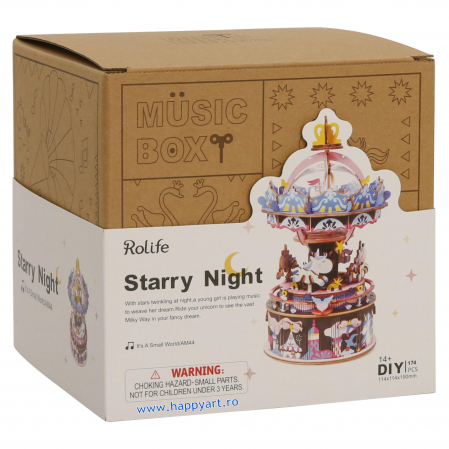 Puzzle 3D, Cutie muzicala, Noapte instelata, lemn, 174 piese, AM44 [6]