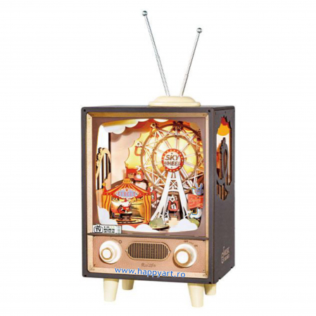 Puzzle 3D din Lemn pentru copii si adulti - Puzzle 3D, Cutie muzicala, Carnaval la apus, lemn, 174 piese, AMT01