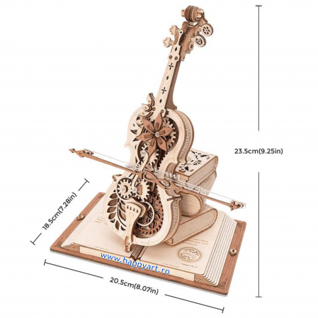 Puzzle 3D, Cutie muzicala, Violoncelul magic, lemn, 255 piese, AMK63 [3]