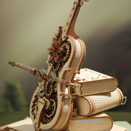Puzzle 3D, Cutie muzicala, Violoncelul magic, lemn, 255 piese, AMK63 [6]