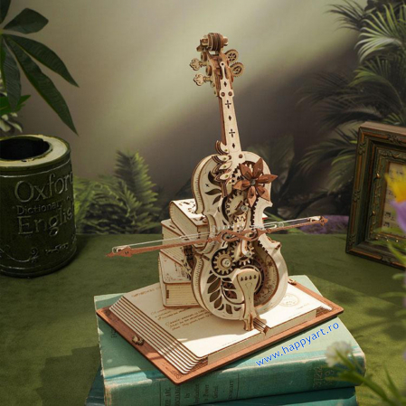 Puzzle 3D, Cutie muzicala, Violoncelul magic, lemn, 255 piese, AMK63 [5]