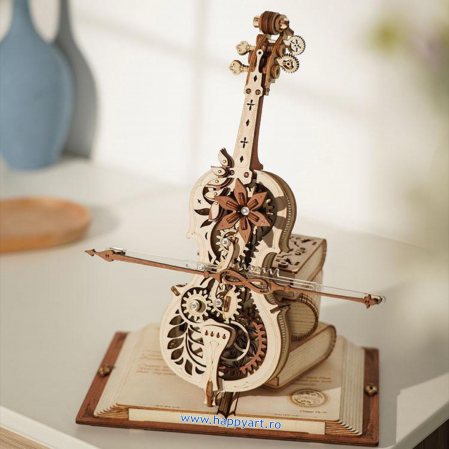 Puzzle 3D, Cutie muzicala, Violoncelul magic, lemn, 255 piese, AMK63 [1]