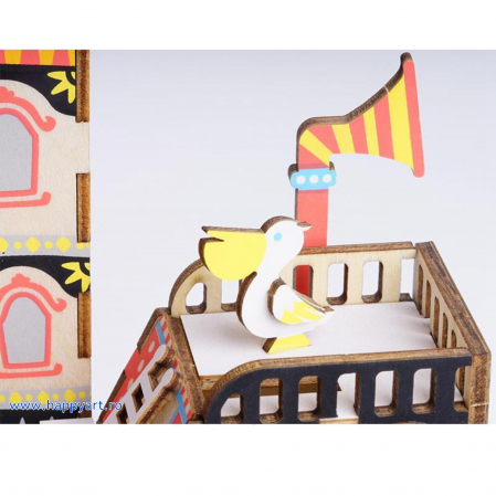 Puzzle 3D, Cutie muzicala, Pisicuta pescar, lemn, 96 piese, AMD42 [7]