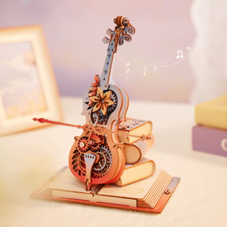 Puzzle 3D, Cutie muzicala, Violoncelul magic, lemn, 255 piese, AMK63 [2]