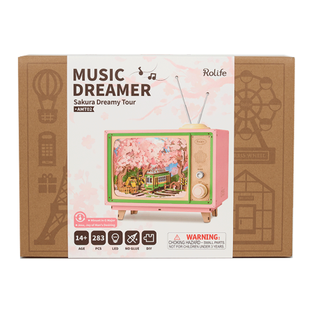 Puzzle 3D, Cutiuta muzicala Sakura Dreamy Tour, RoLife, Lemn [6]