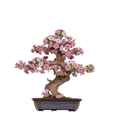 Puzzle 3D din Lemn pentru copii si adulti - Puzzle 3D, Sakura Bonsai, 263 piese, lemn