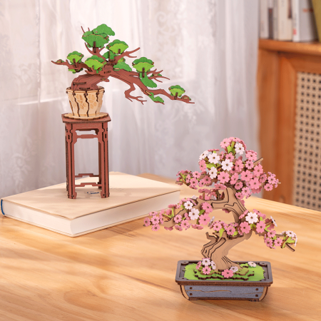 Puzzle 3D, Sakura Bonsai, 263 piese, lemn [4]