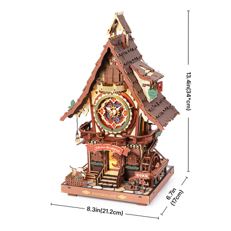 Puzzle 3D mecanic, Ceas cu Cuc, Lemn colorat, 435 piese [11]