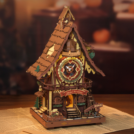 Puzzle 3D mecanic, Ceas cu Cuc, Lemn colorat, 435 piese [1]