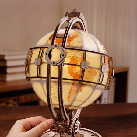 Puzzle 3D varianta ELECTRICA, Glob pamantesc cu lumina, lemn, 185 piese, ST003D [2]