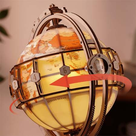 Puzzle 3D varianta ELECTRICA, Glob pamantesc cu lumina, lemn, 185 piese, ST003D [3]