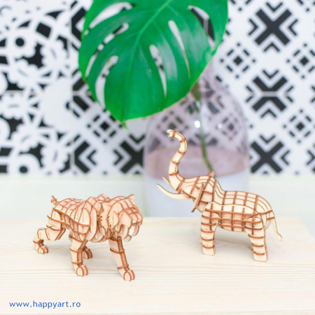 Puzzle 3D, Elefant, lemn, 68 piese, TG203 [6]