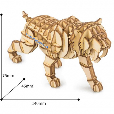 Puzzle 3D, Tigru, lemn, 59 piese, TG204 [3]
