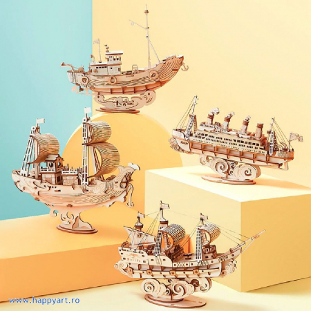 Puzzle 3D, Fishing Ship, lemn, 104 piese, TG308 [5]
