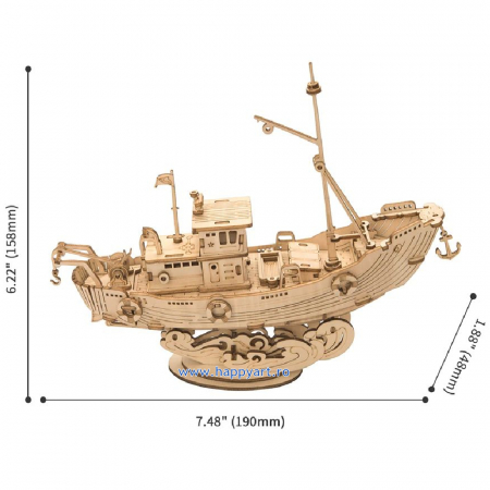 Puzzle 3D, Fishing Ship, lemn, 104 piese, TG308 [4]