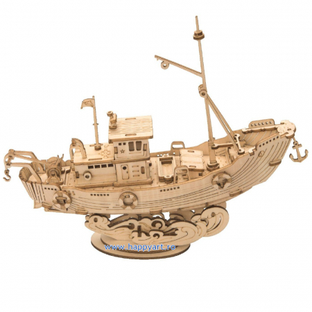 Puzzle 3D, Fishing Ship, lemn, 104 piese, TG308