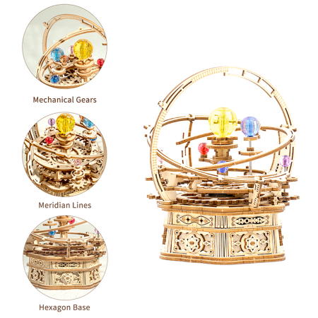 Puzzle 3D, lemn, cutiuta muzicala, Noapte Instelata, 84 piese [3]