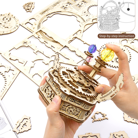 Puzzle 3D, lemn, cutiuta muzicala, Noapte Instelata, 84 piese [2]