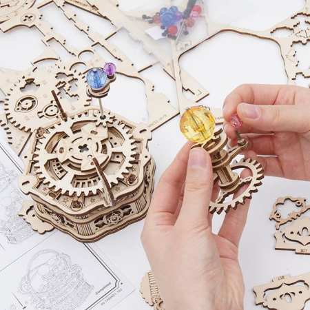 Puzzle 3D, lemn, cutiuta muzicala, Noapte Instelata, 84 piese [6]