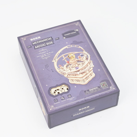 Puzzle 3D, lemn, cutiuta muzicala, Noapte Instelata, 84 piese [10]