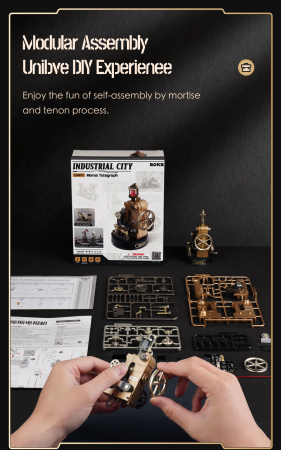 Puzzle 3D mecanic, TELEGRAF MORSE, metal si plastic [4]