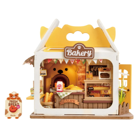 CASUTE DIY - Puzzle 3D, Brutaria lui Teddy, Lemn, Rolife, 67 piese