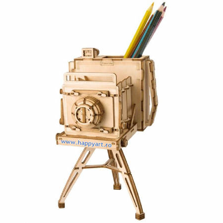 Puzzle 3D din Lemn pentru copii si adulti - Puzzle 3D, Camera foto vintage, lemn, 142 piese, TG403