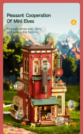 Puzzle 3D, Cutie muzicala Fabrica de Cadouri de Craciun, lemn, 449 piese [4]