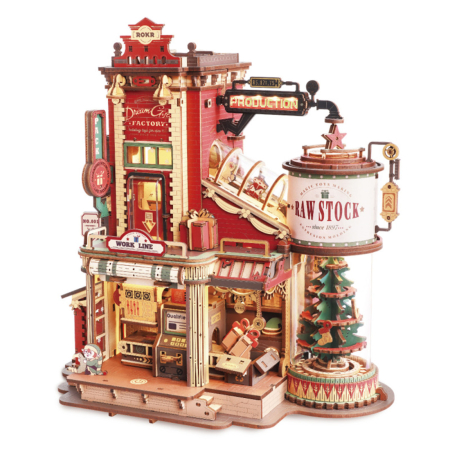 Puzzle 3D, Cutie muzicala Fabrica de Cadouri de Craciun, lemn, 449 piese [0]