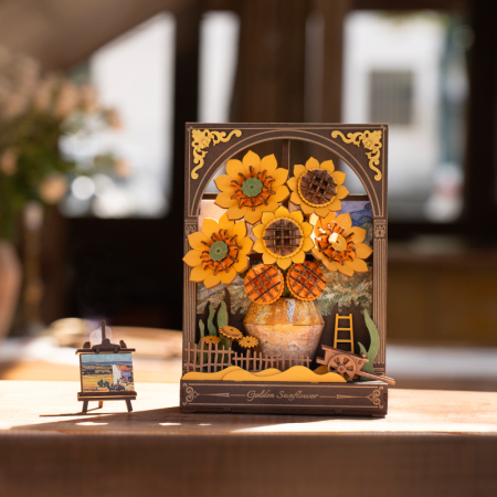 Puzzle 3D, tablou, din lemn, Floarea soarelui aurie - van Gogh, 266 piese [1]