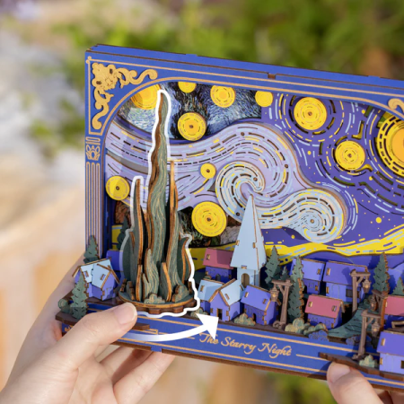 Puzzle 3D, tablou, din lemn, Noapte instelata - Van Gogh [3]